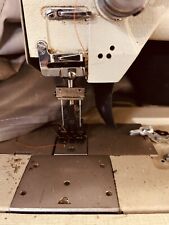 Long arm twin needle sewing machine, walking foot needle feed