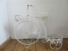 Vintage Shabby Chic Style White Metal Bicycle Design Garden Plant Stand Holder