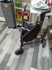 Invacare DELTA Red 3 Wheeled Rollator Walking Aid with Bag Vgc - BLACKPOOL