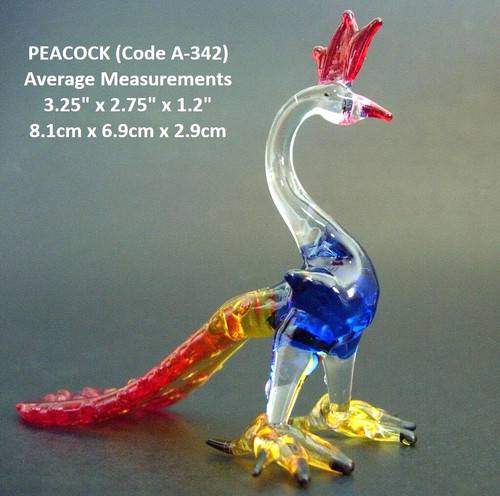 Coloured glass peacock - coloured, hand