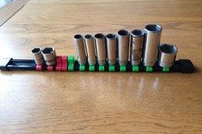 10 Assorted Snap-on SAE Sockets on rail