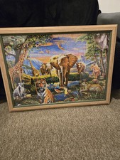 Finished jigsaw/puzzle-Animal World-Framed