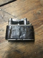 Vintage Dunhill lighter crocodile leather bound silver plated Swiss made v.rare