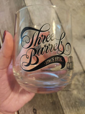 Three Barrels Brandy Tumbler Glass Home Bar Advertising 