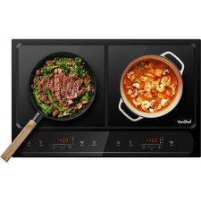 VonShef Double Induction Hob 2800W - Timer | 10 Heat Settings | 60-240°C
