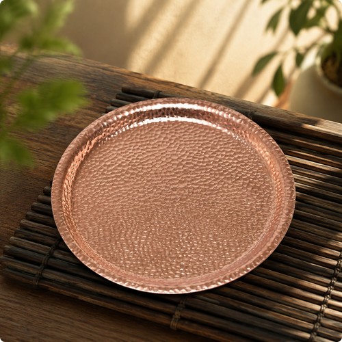 Hammered copper tray - tray, slim