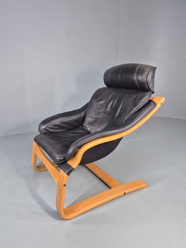 Vintage 1970s leather lounge - leather,