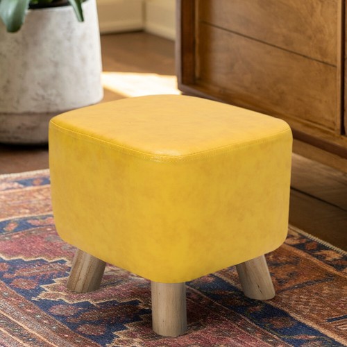 Small leather footstool - small,