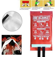 Large Fire Safety Blanket 1x1m - Quick Release for Kitchen & Caravan Use UK
