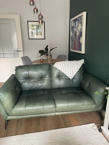 Green leather sofas with - 2,
