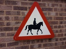 Genuine  Retired Aluminium Road Sign HORSES   industrial Vintage