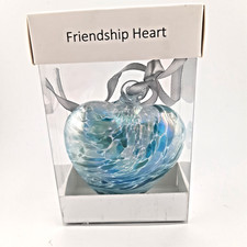Hanging Friendship Heart Art Glass Iridescent Bauble 8cm