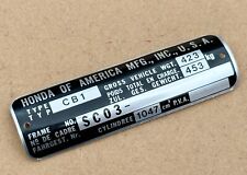 NOS Genuine Honda Curved Frame Plate for CBX1000 SUPERSPORT 1980 (A) GERMANY