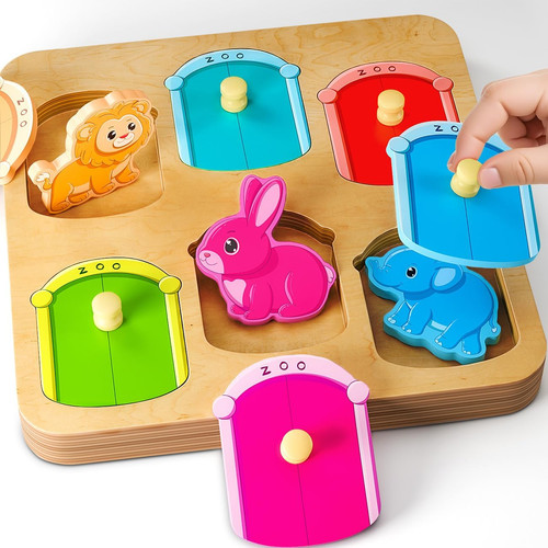 Wooden animal peg puzzle - wooden,