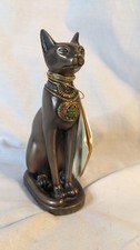 Vintage Ancient Egyptian Figure Of Baster Cat Goddess 14cm Tall Faux Bronze