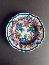 Vintage plate.Portuguese Majolica hand painted Floral plate.