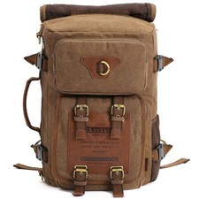 KAUKKO Outdoor Travel Men Backpack, Hiking Camping Canvas Rucksack