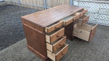 Large pine desk 8 drawers with