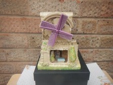 VINTAGE JAPAN SANKYO ORGEL EDELWEISE CERAMIC WINDMILL MUSIC BOX