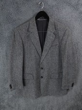 Harris Tweed Jacket Mens 40S Blue Grey Wool Hacking Shooting Hunting Sports Coat