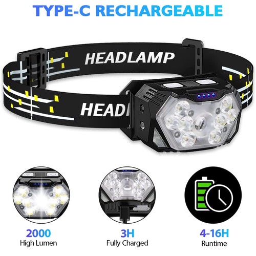 Head torch rechargeable led - head,