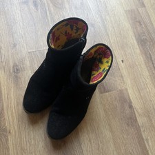 Lovely MoshuluSuede Black Ankle Boot with Colourful Inlay Size 6