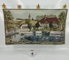 Vintage French Lake Cottage Scene Home Decor Wall Hanging Tapestry 128x75 cm