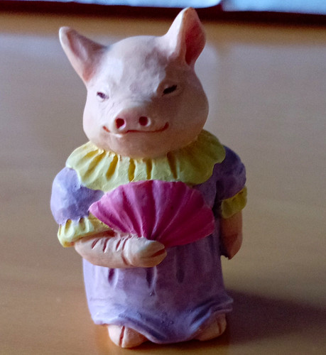 Ceramic pig figurine - figurine, purple