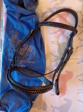 English Leather Black Plaited Patent Leather Cob Size Bridle. New.