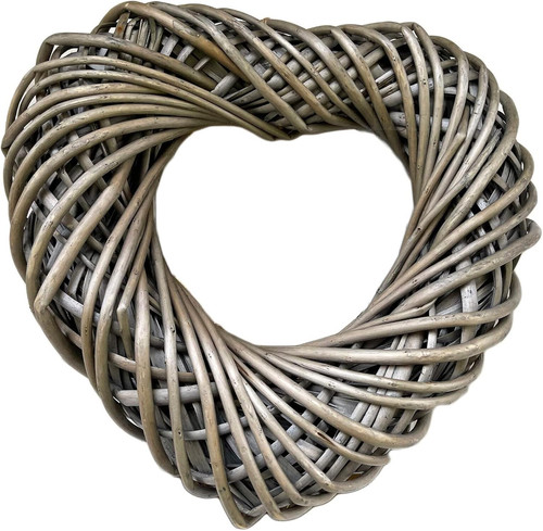 Wicker love heart wreath 30cm - wicker,