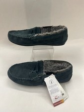 M&S Leather Thermowarm Blue Men's Moccasin Slippers UK 7 EU 40.5 CG D18
