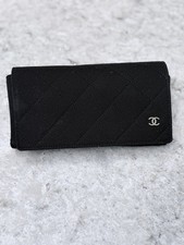 Chanel Black Quilted Cloth CC