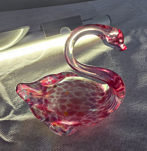 Vintage heron glass pink - vintage,