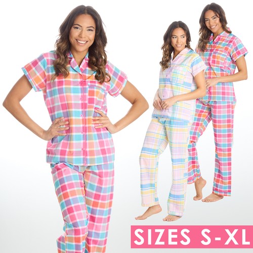 Ladies checked pyjamas short - ladies,