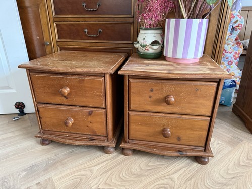 Vintage pair pine bedside - vintage,