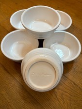 Set of 6 Charlie Bingham's white ribbed ceramic ramekins