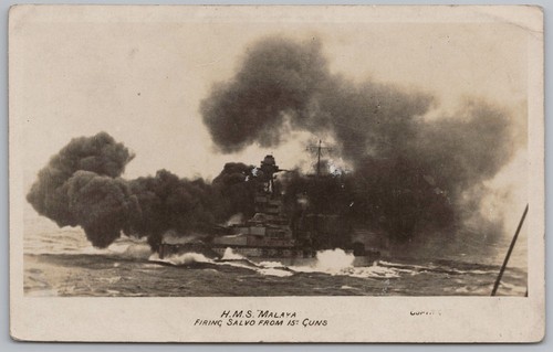 Hms malaya firing salvo from - firing,