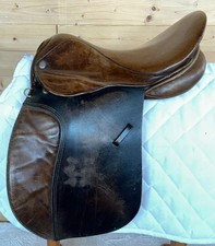 English Brown Leather Pony General Purpose Saddle - 16" Seat Wide Fit