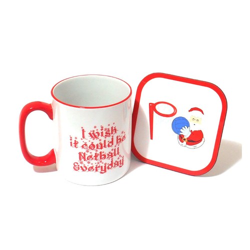 Christmas netball mug - christmas, &