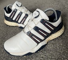 Adidas Powerband Boa Golf Shoes UK 7 Leather White Navy Boost