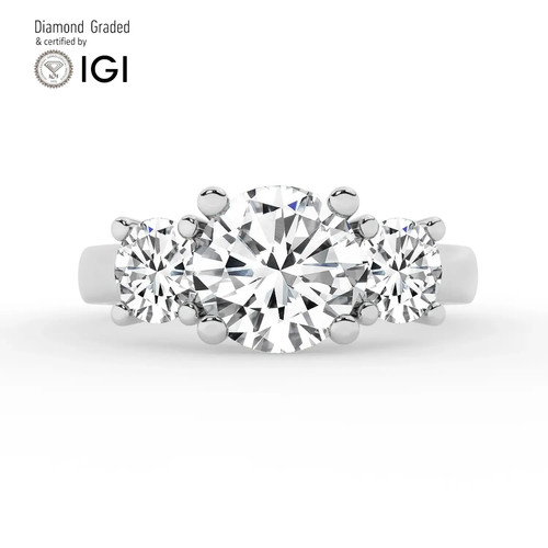 Round diamond trilogy ring - diamond,