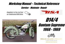 BSA D14/4 Bantam Supreme Service Repair Workshop Manual USB 1968 - 1969