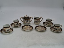 Vintage Japanese Blossom & Blue Bird Eggshell Porcelain Coffee Set 12 Piece