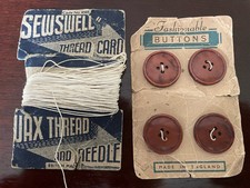 Vintage Sewing Buttons And Wax Thread.