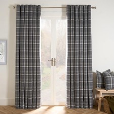 OHS Check Eyelet Curtains Pair