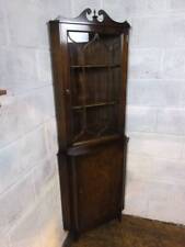 MAHOGANY FLAME FRONTED VENEER FLOOR CORNER DISPLAY CABINET, ASTRAL GLAZED DOOR