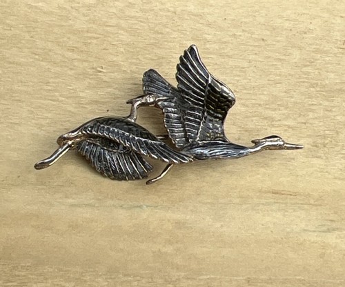 Antique crane brooch good - antique,