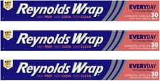 3 x Reynolds Non-Stick Kitchen Aluminium Foil for Cooking Roasting 304mmx9.14m