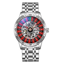 Automatic Casino Mukuo Mechanical Watch Motion Roulette Wheel Stainless Steel