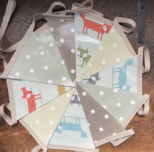 Handmade oilcloth bunting - handmade,